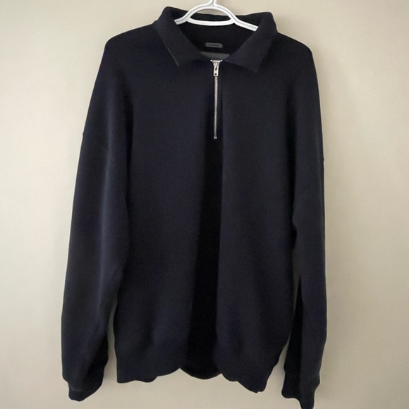 Abercrombie & Fitch Oversized Navy Blue Quarter Zip Sweater - Picture 1 of 1